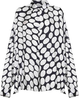 Dries Van Noten Viscose Soft Ellipses-Printed Cocoon Shirt - White