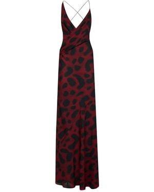 Alex Perry Port And Animalier-Print Silk Georgette Bikini Wrap Gown - Purple