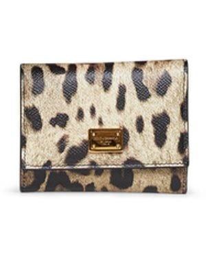 Dolce & Gabbana Leopard-Print Dauphine Leather Wallet - Metallic