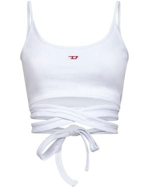 DIESEL Ribbed Cotton T-Leya-Tail Top - White