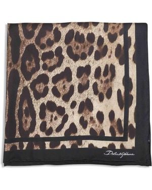 Dolce & Gabbana Leopard Print Silk Twill Scarf - Black