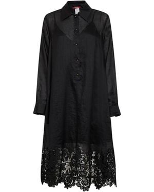 Max Mara Embroidered Ramie Gauze Mstmela Midi Shirt Dress - Black