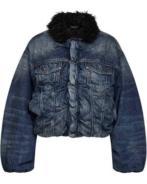 DIESEL Denim D-Curly-Fsj1 Jacket With Faux-Fur Vest - Blue