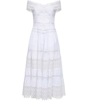 Charo Ruiz Voile And Guipure Amaira Long Dress - White