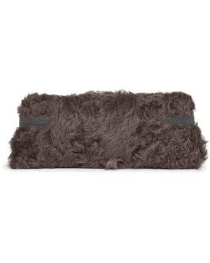 BRUNELLO CUCINELLI CAPSULE Taupe Pouch Essence Clutch Bag - Brown