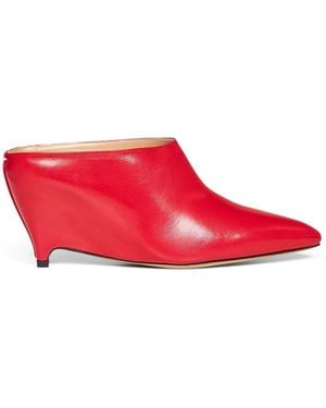 Maison Margiela Leather Heel-Less Mules - Red