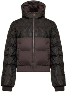 Fendi Ff Nylon Hooded Down Jacket - Black
