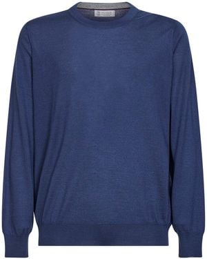 Brunello Cucinelli Lightweight Cashmere And Silk Jumper - Blue