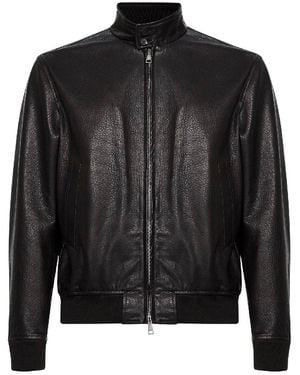 Tagliatore Dark Nappa Leather Bomber Jacket - Black