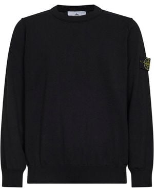 Stone Island Organic Cotton Knit Crewneck Jumper - Black