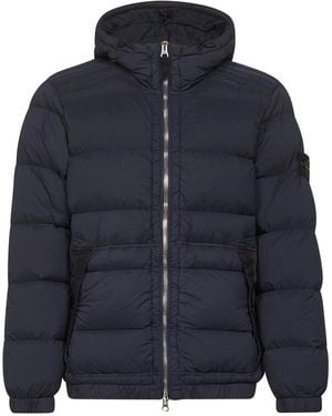 Stone Island Stretch Nylon Hooded Down Jacket - Blue