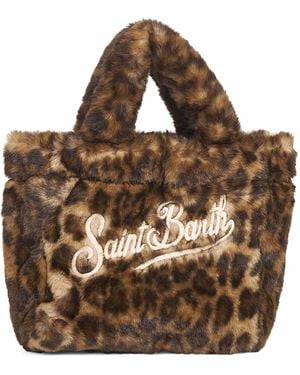 Mc2 Saint Barth Leopard Vanity Mini Soft Fur Handbag - Brown