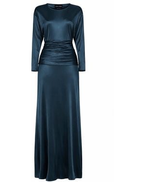 Giorgio Armani Asv Viscose Jersey Long Dress With Rhinestone Band - Blue