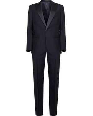 Giorgio Armani Wool Twill Icon Soho Slim Fit Tuxedo Suit - Black