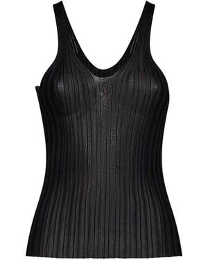 KHAITE Top Val Ribbed Viscose - Black
