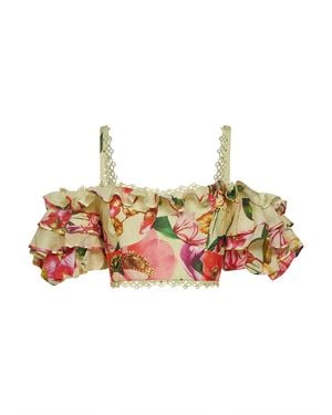 Charo Ruiz Cropped Top Bloom Cotton - Yellow