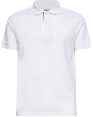 Burberry Cotton Pique Polo Shirt With Ekd Embroidery - White