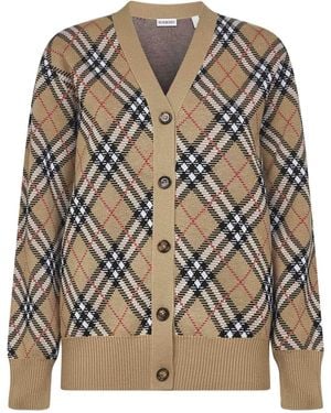 バーバリー Burberry Cardigan Burberry Willah Check Oversized Cardigan | Neiman Marcus