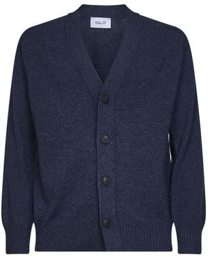 D 40 Virgin Wool Knit Relaxed Fit Cardigan - Blue
