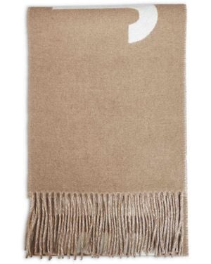 Jacquemus Taupe Wool The Fringe Logo Scarf - Brown
