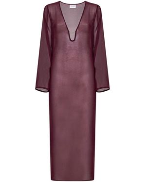 MC2 Saint Barth Burgundy Georgette Agatha Plate Maxi Dress - Purple