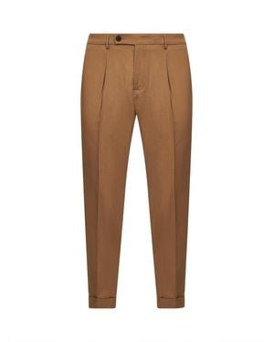 D 40 Safari Stretch Wool Blend Slim Carrot Trousers - Brown