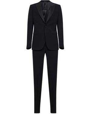 Giorgio Armani Virgin Wool Crepe Tuxedo Suit - Black