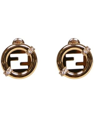 Fendi Crystal-Ebellished Everround Earrings - White