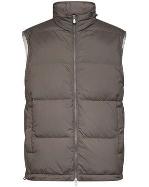 Brunello Cucinelli Padded Hooded Vest - Grey