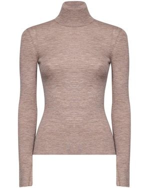 Max Mara Ribbed Fine Wool Mxscavallo Turtleneck Jumper - Natural