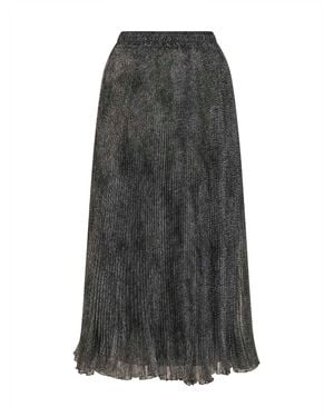 Ermanno Scervino Knickerbocker-Print Organza Midi Pleated Skirt - Grey