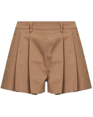 Blanca Vita Biscuit Stretch Cotton Seltz Pleated Shorts - Natural