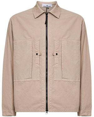 Stone Island Desert Mercerized Organic Cotton Ripstop Overshirt - Natural