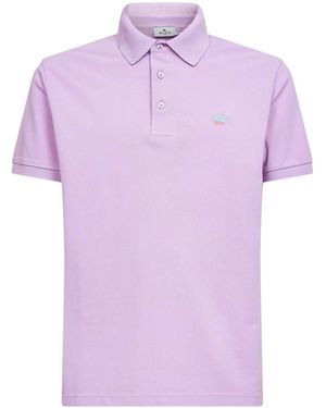 Etro Lilac Cotton Pique Polo Shirt With Pegaso Embroidery - Purple