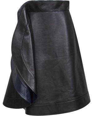 Bottega Veneta Nappa Leather A-Line Skirt - Black