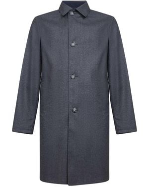 D 40 Two-Tone Reversible Single-Breasted Coat - Blue