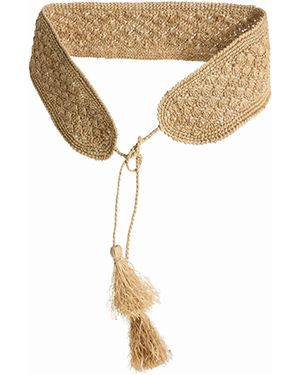 IBELIV Tea Crocheted Raffia Bika Belt - Metallic