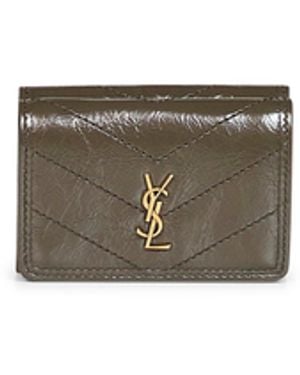 Saint Laurent Niki Slim Tri-Fold Calf Leather Wallet <Br - White