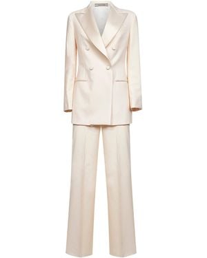 Tagliatore Ivory Virgin Wool Blend Elenia Tuxedo Suit - Natural