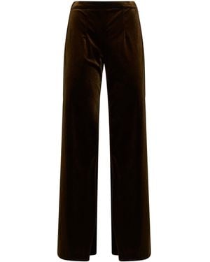 Blanca Vita Stretch Velvet Polder Flared Trousers - Black