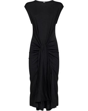 TOTEME Jersey Tie-Waist Midi Dress - Black
