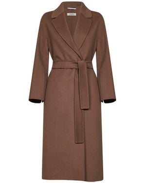 Max Mara Mud Esturia Belted Midi Coat - Brown