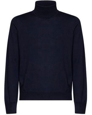 Tagliatore Virgin Wool Knit Miles Turtleneck Sweater - Blue