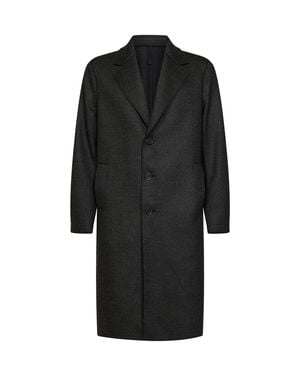Harris Wharf London Moss Herringbone Wool Jacquard Single-Breasted Coat - Black
