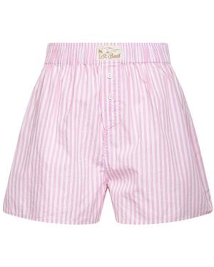 MC2 Saint Barth Shorts Boxy Boxer-Style Micro-Striped - Pink