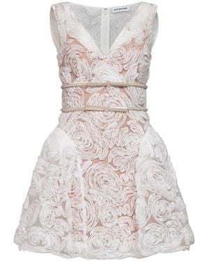 Self-Portrait Self Portrait Sequin Tulle And Lace Mini Dress - White