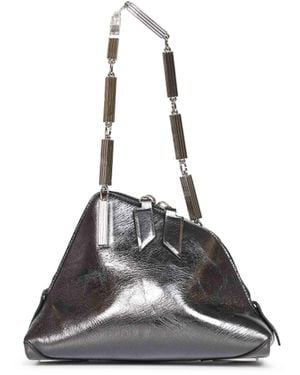 The Attico Dark "La Scala" Clutch With Shoulder Strap - Gray