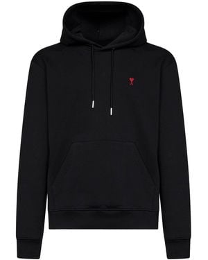 Ami Paris Cotton Ami De Cœur Hoodie - Black