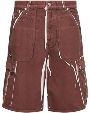 Marni Screen-Printed Denim Cargo Bermuda Shorts - Purple