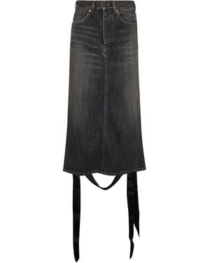Balenciaga Lace-Up Denim Skirt - Black
